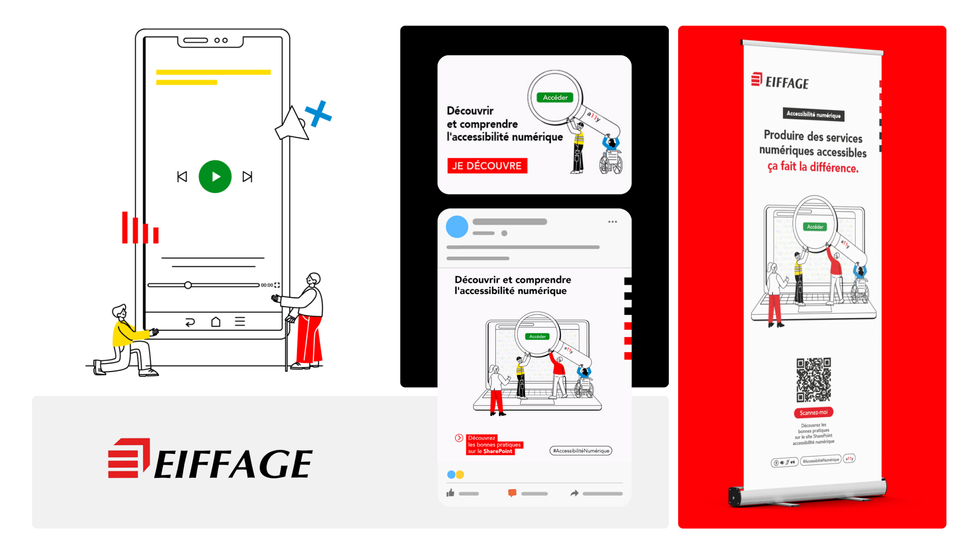 Conception d'une campagne de communication interne pour le Groupe Eiffage sur l'accessibilité numérique, l'inclusion de leurs