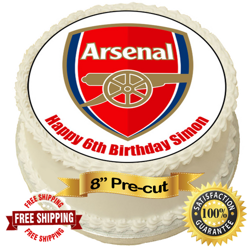 Arsenal FC Personalised 8" Round Edible Cake Topper | Topper For Cakes