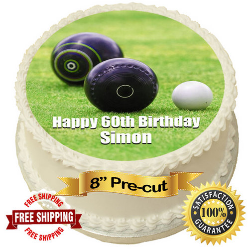 Lawn Bowls Bowling Personalised 8" Round Edible Cake Topper Topper