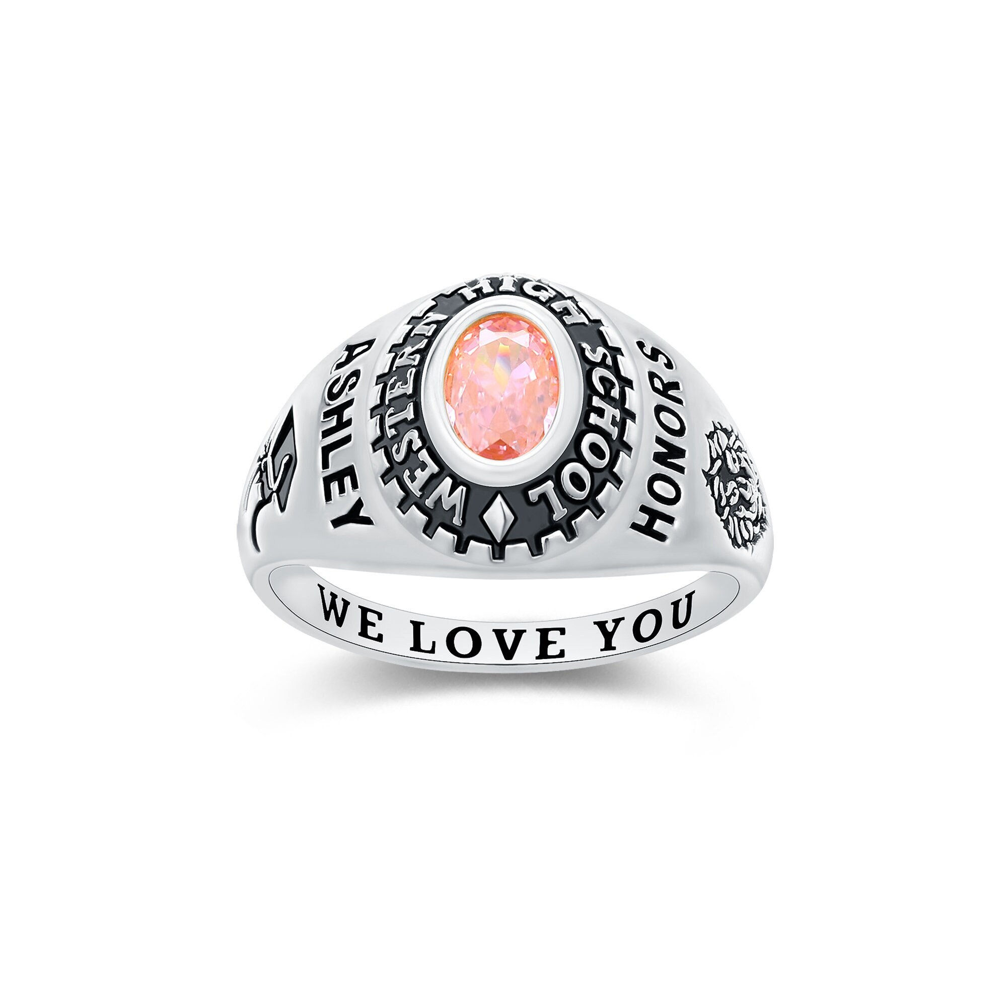 Customized Sterling Silver Womwn's High School Class Ring