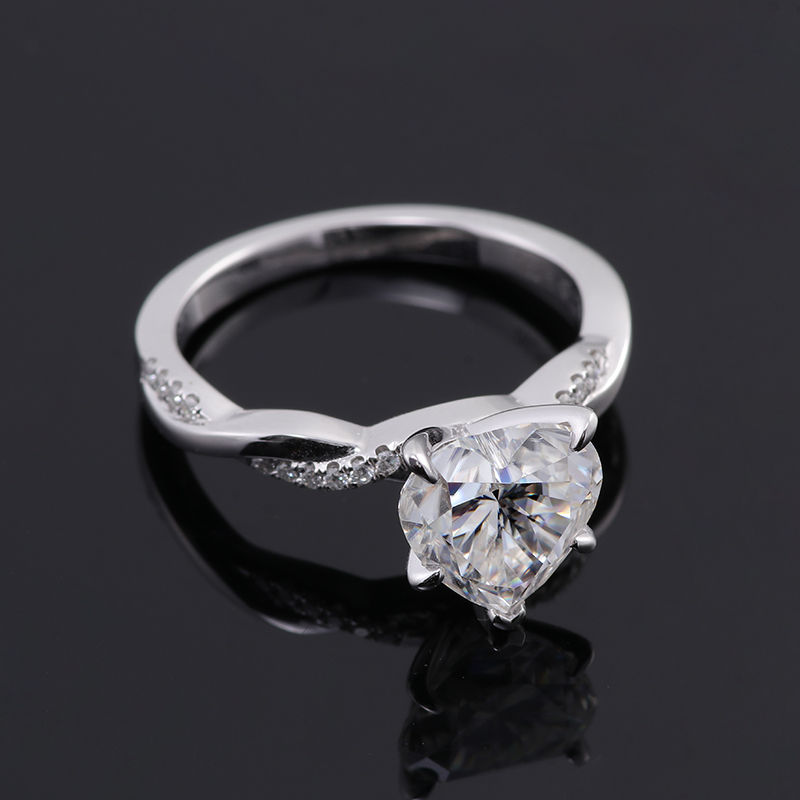 Thumbnail: 2.5ct Heart Shape Moissanite Twist Shank Engagement Ring
