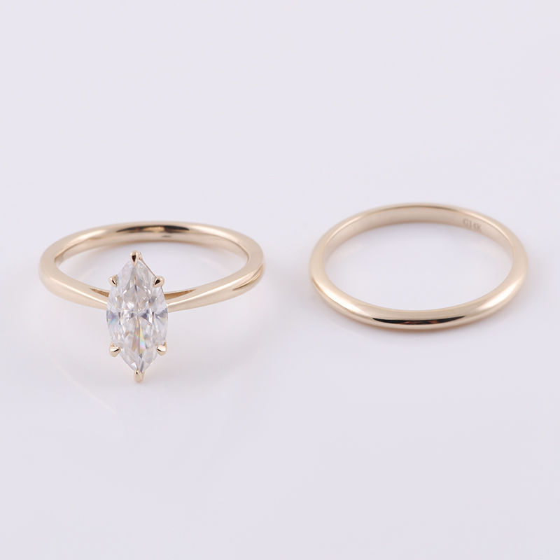 Thumbnail: 1.0ct Marquise-Shape Moissanite Ring Set