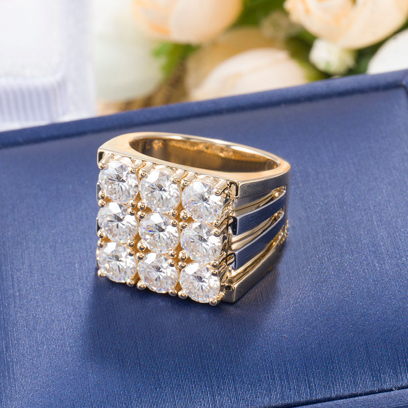 Thumbnail: 0.5ct Pave Disc Moissanite Men’s Ring