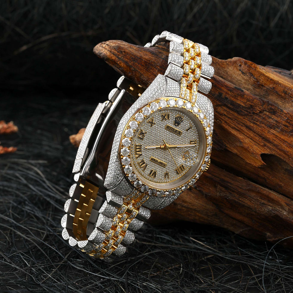 Thumbnail: Rolex Datejust full iced out 2 tone White & Yellow Gold Moissanite Diamond watch