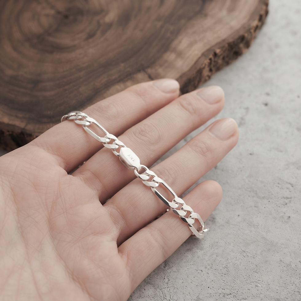 Thumbnail: 925 Sterling Silver Figaro Chain Necklace, featuring classic Italian.
