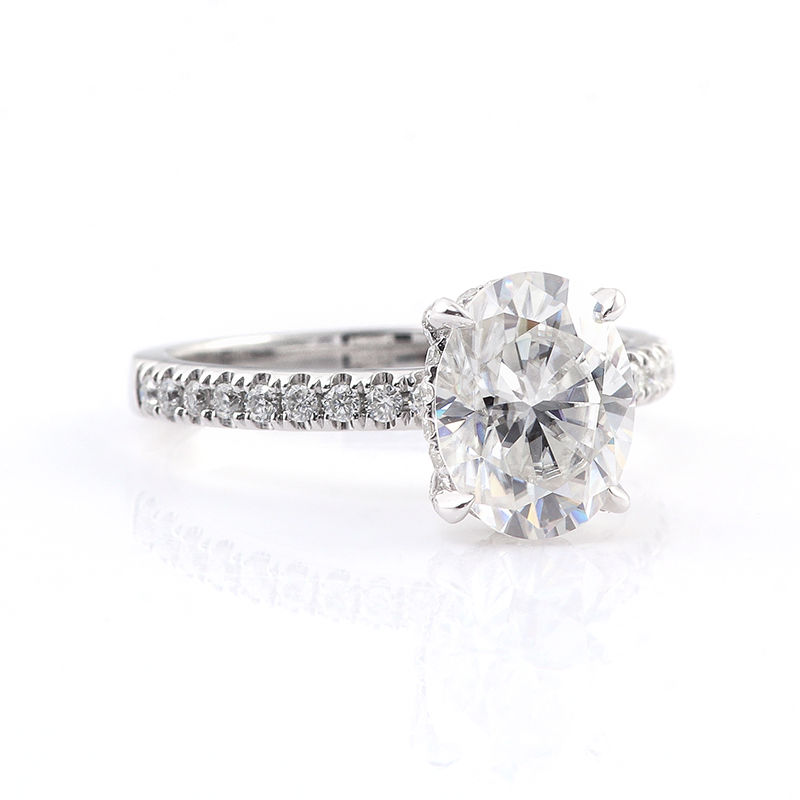 Thumbnail: 2ct Brilliant Cut Oval Shape Pave Band Engagement Ring