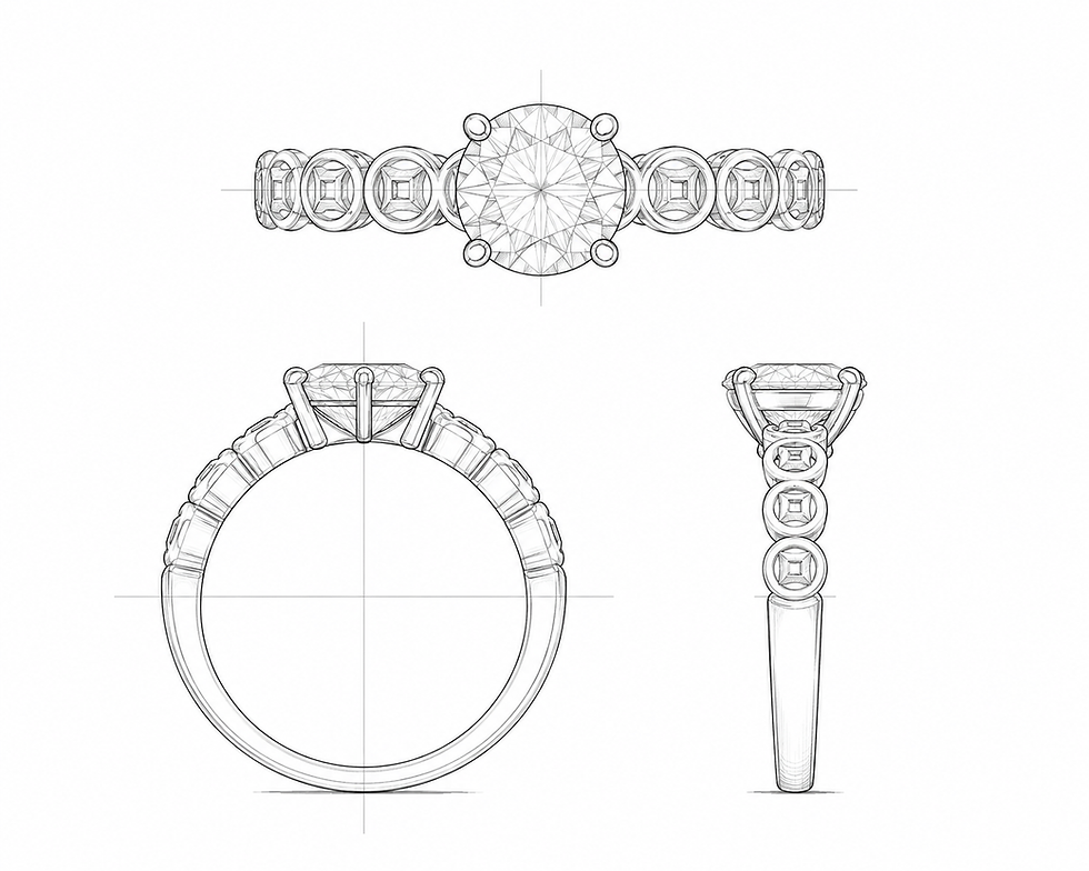 Thumbnail: Round Solitaire Engagement Ring Prosperity Wedding Ring | Unique Cultural