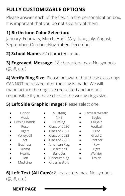 Thumbnail: Customized Sterling Silver Womwn's High School Class Ring
