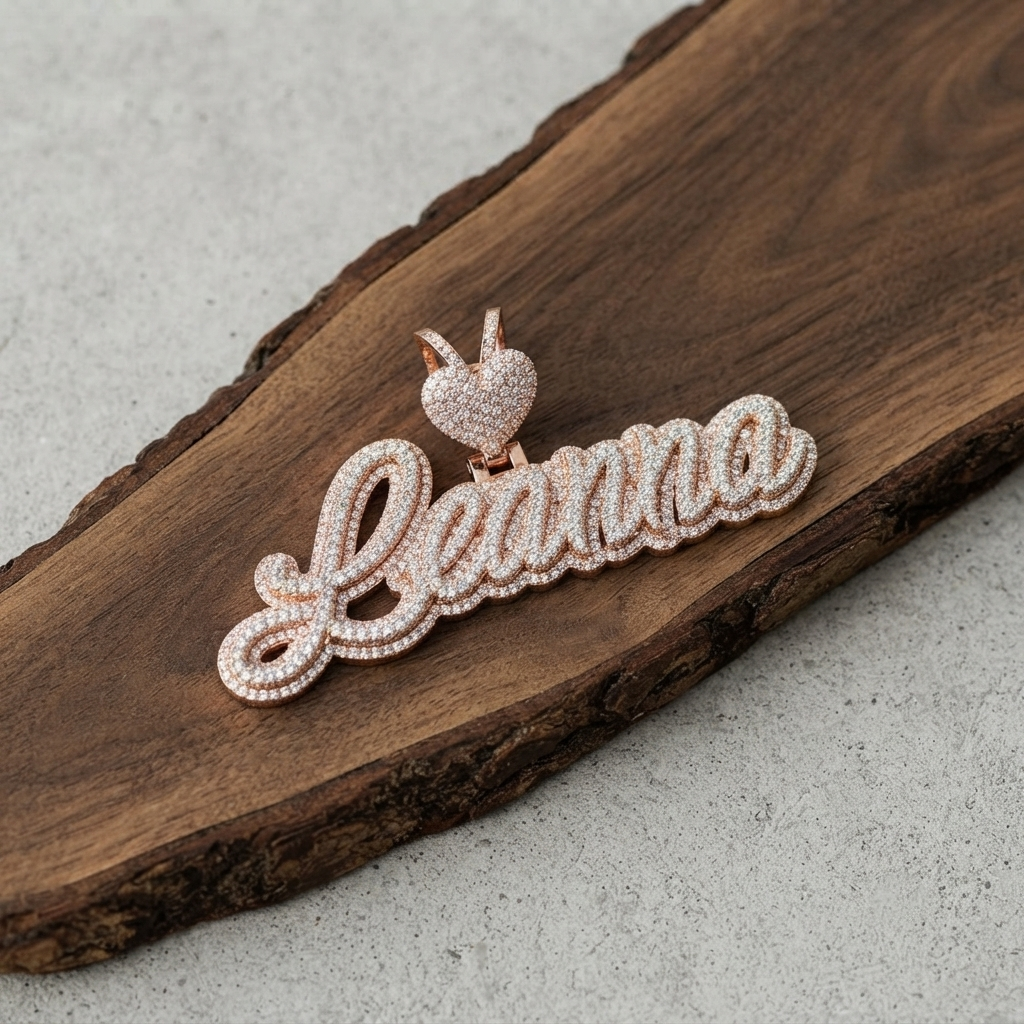 Custom Name Pendant Iced Out Rose Gold Plated Personalized Hip Hop Jewelry