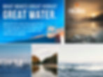 Finlandia vodka ad with icy Finnish landscapes, a glass of ice water, and text: Great water. What makes great vodka?