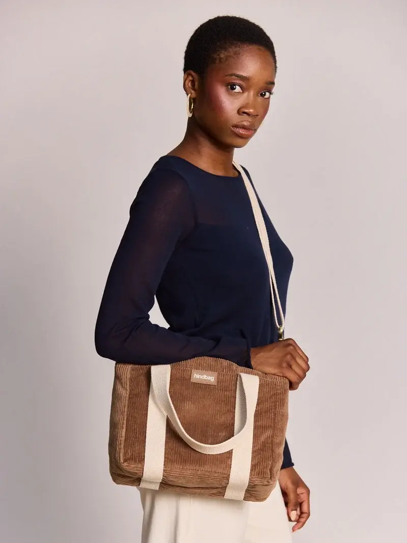 Sac cabas Louise en velours côtelé Macciato HINDBAG