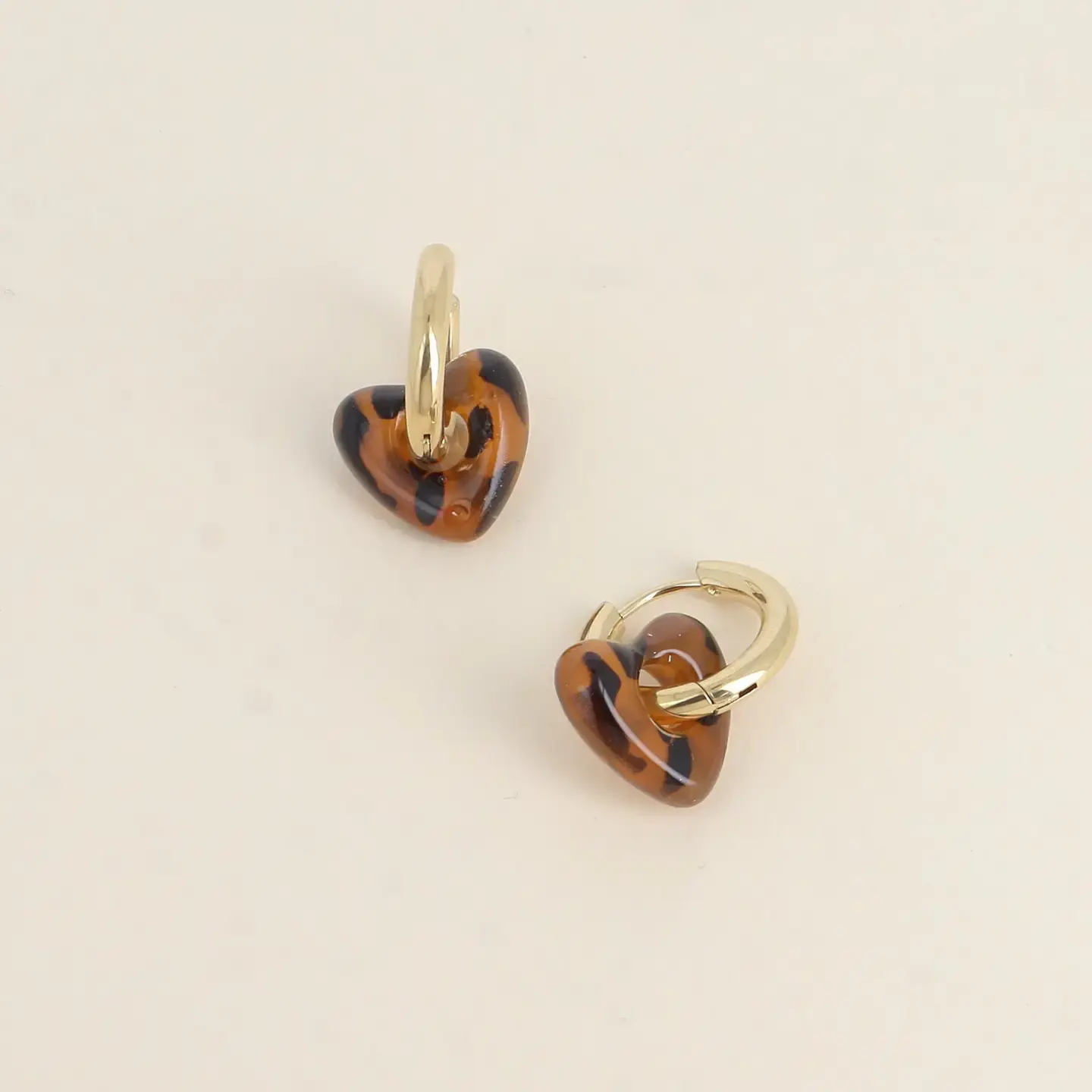 Petites créoles coeur léopard