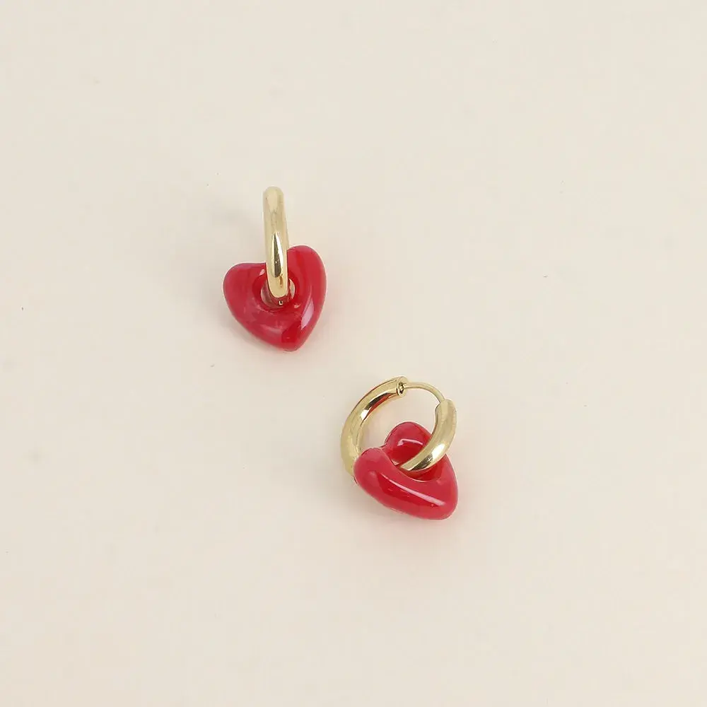 Petite créoles coeur rouge