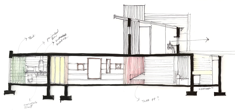 Section through the thresholds, highlighting colour and texture.