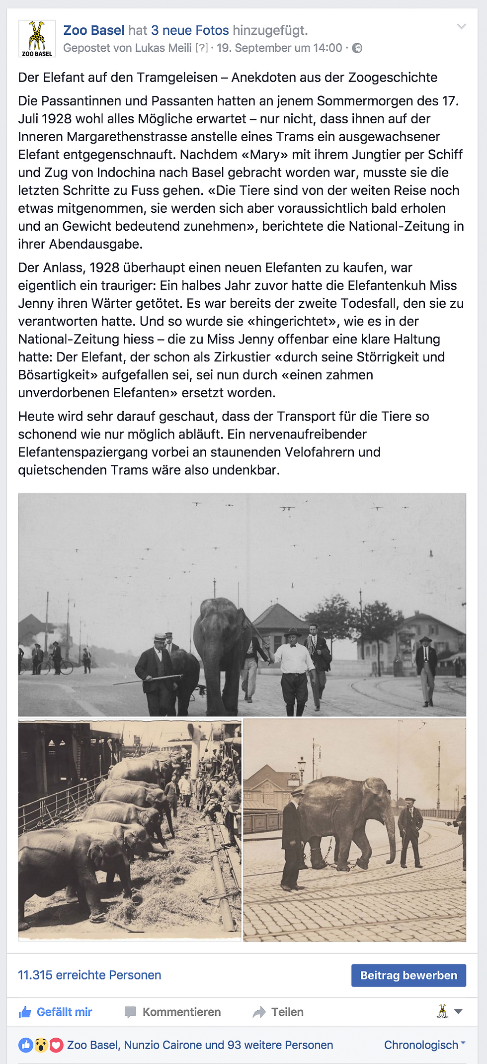 Facebook-Beitrag vom 19.9.16