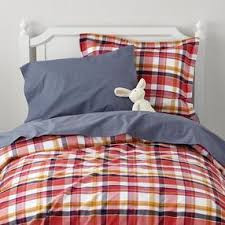 Land of Nod plaid bedding