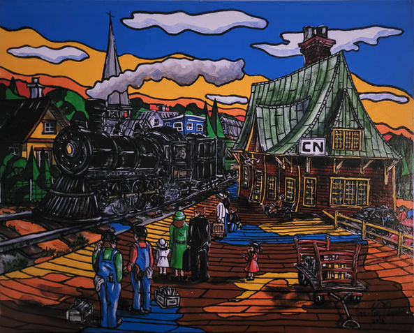 Arriving at the station:  24"x30" (IN) | Acrylic