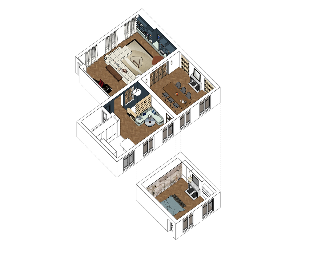 Rénovation vue 3D architecte d'intérieur