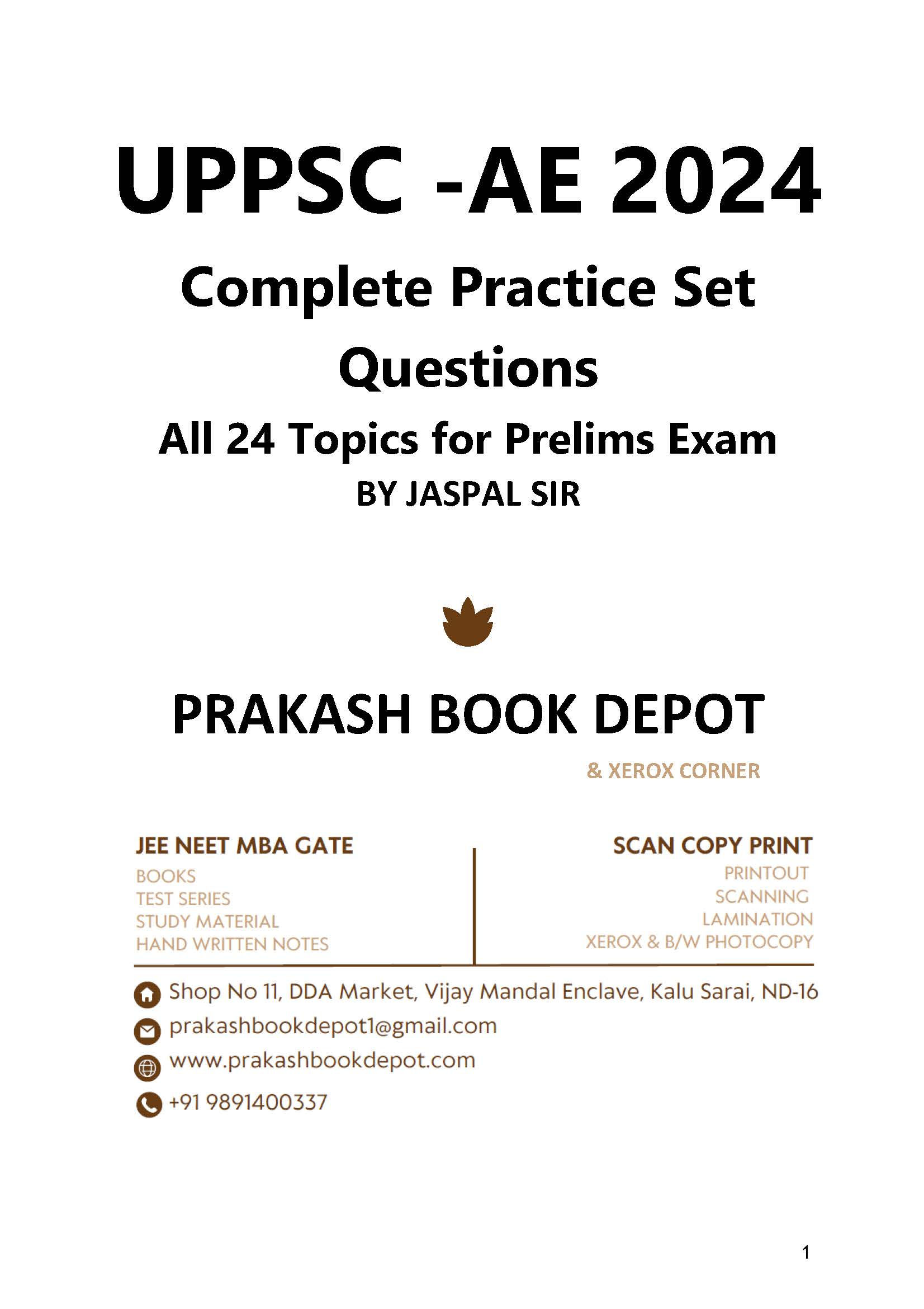 UPPSC-AE : 4000 Practice Questions by Jaspal Sir