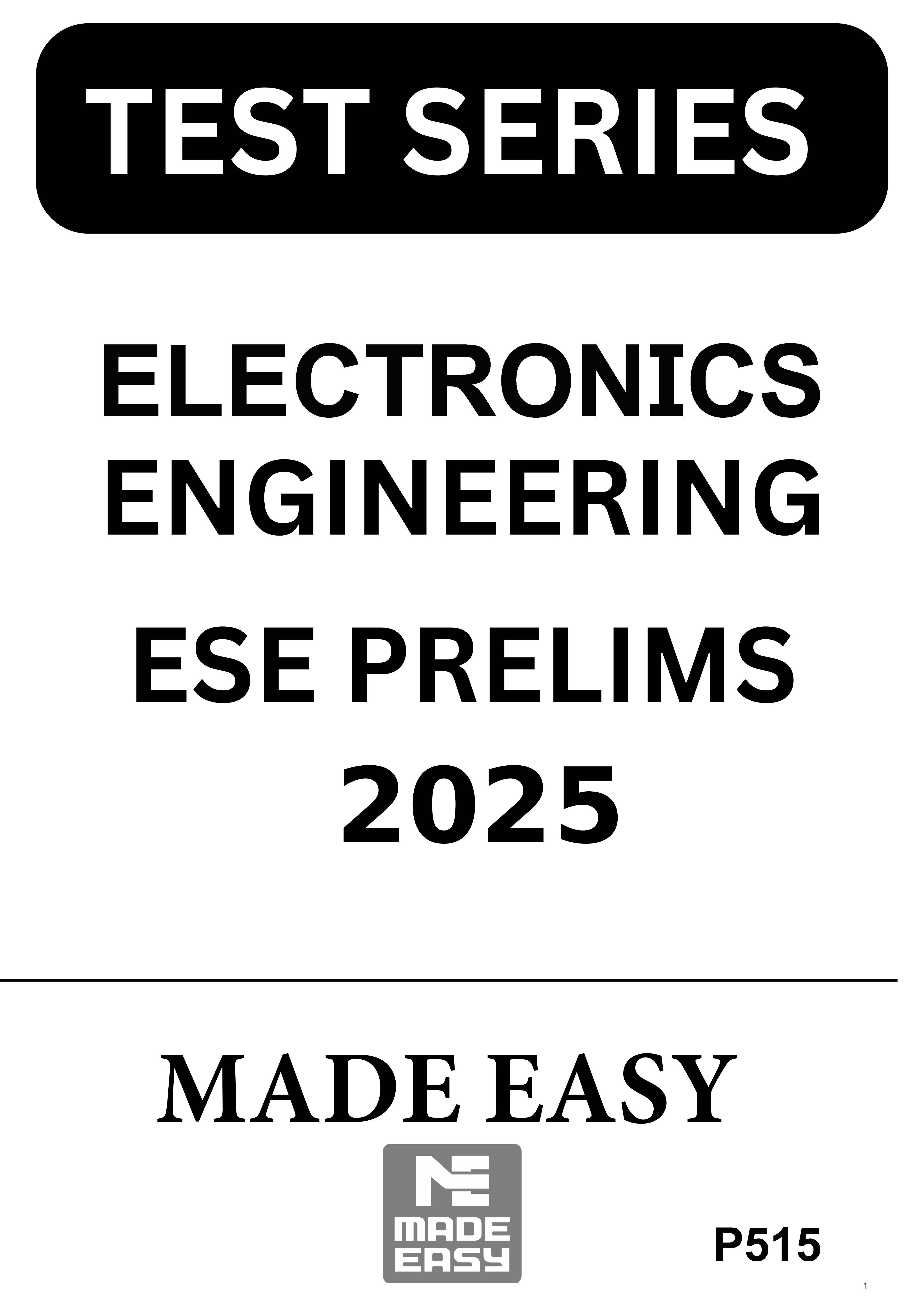 Electronics Engineering ESE Prelims Test Series 2025 - MADE EASY