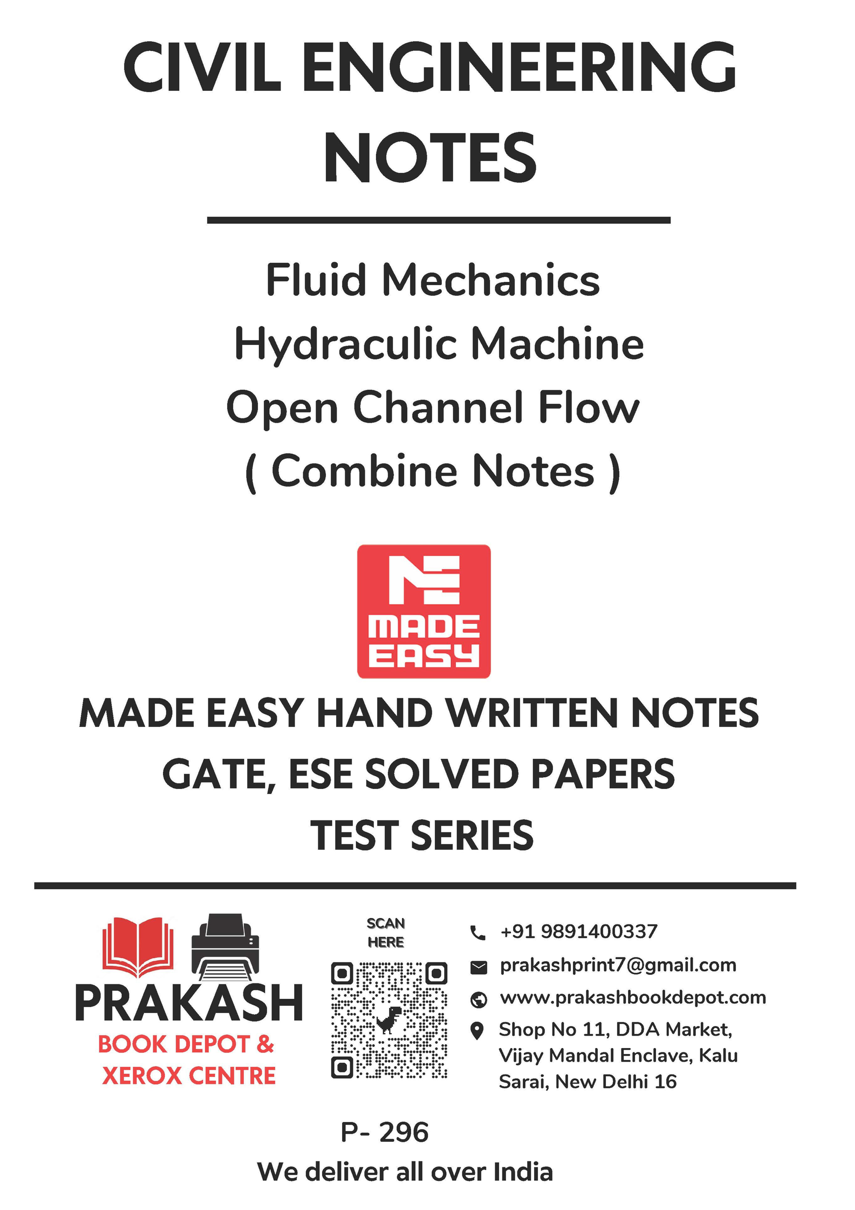 Civil Notes 2025: Fluid Mechanics + Hydraulic Machine + OCF - Made Easy