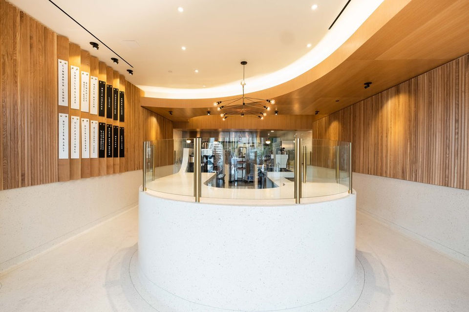 New designed serving station in the Sidecar Donuts  