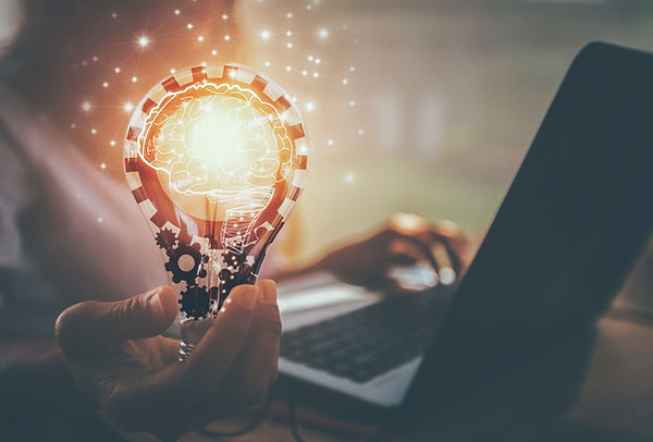 Business women hand holding light bulb, concept of new ideas with innovation and creativit