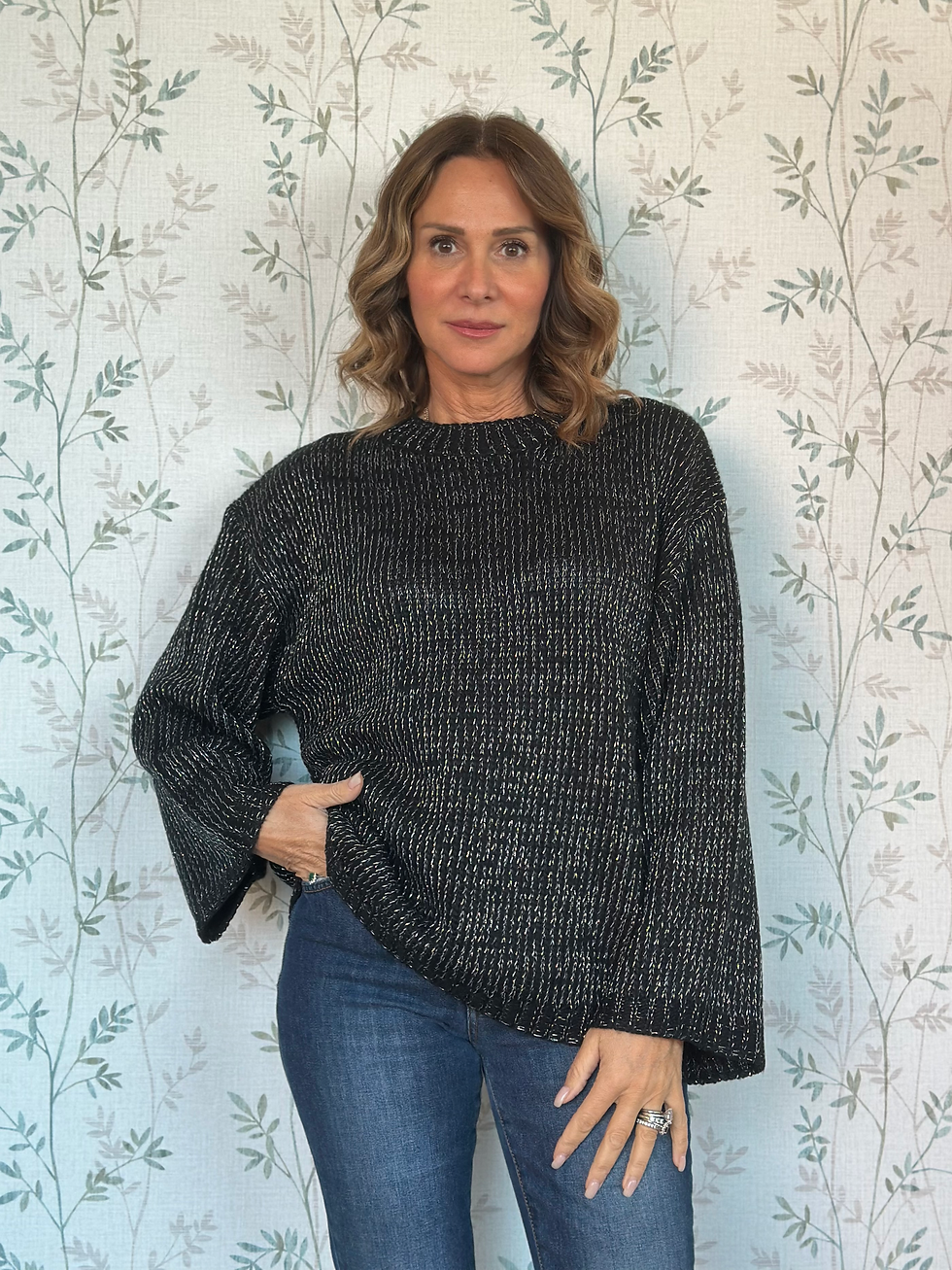 MAGLIA GABRIELLA - NERO - CON FILO LUREX ARGENTO - SCNALIKKA3