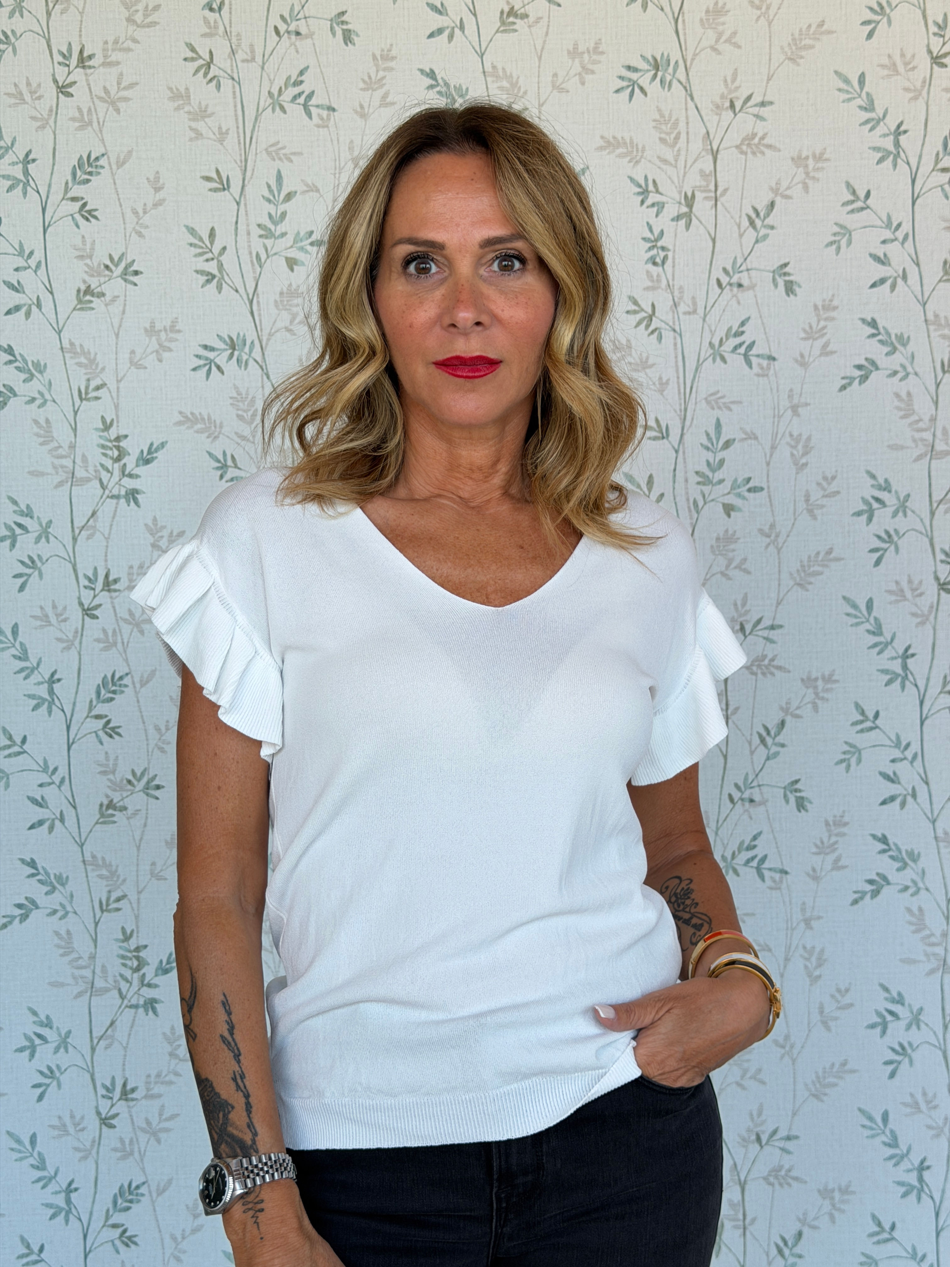 MAGLIA ADELE - BIANCO - 🌿VISCOSA - KS3291 - TAGLIA UNICA