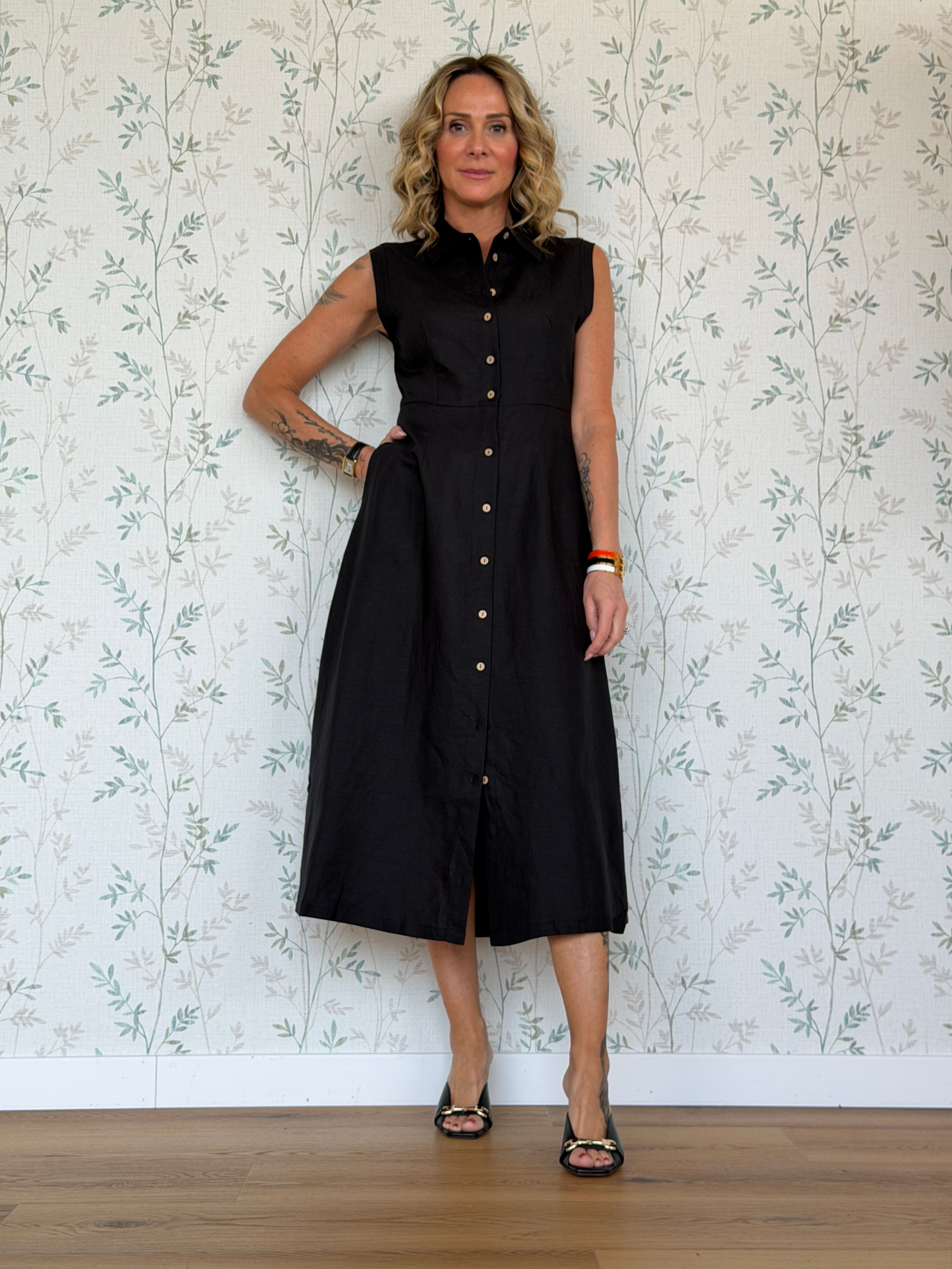 ABITO CRETA - NERO - 🌿VISCOSA E 🌾LINO - SK526NAPE728