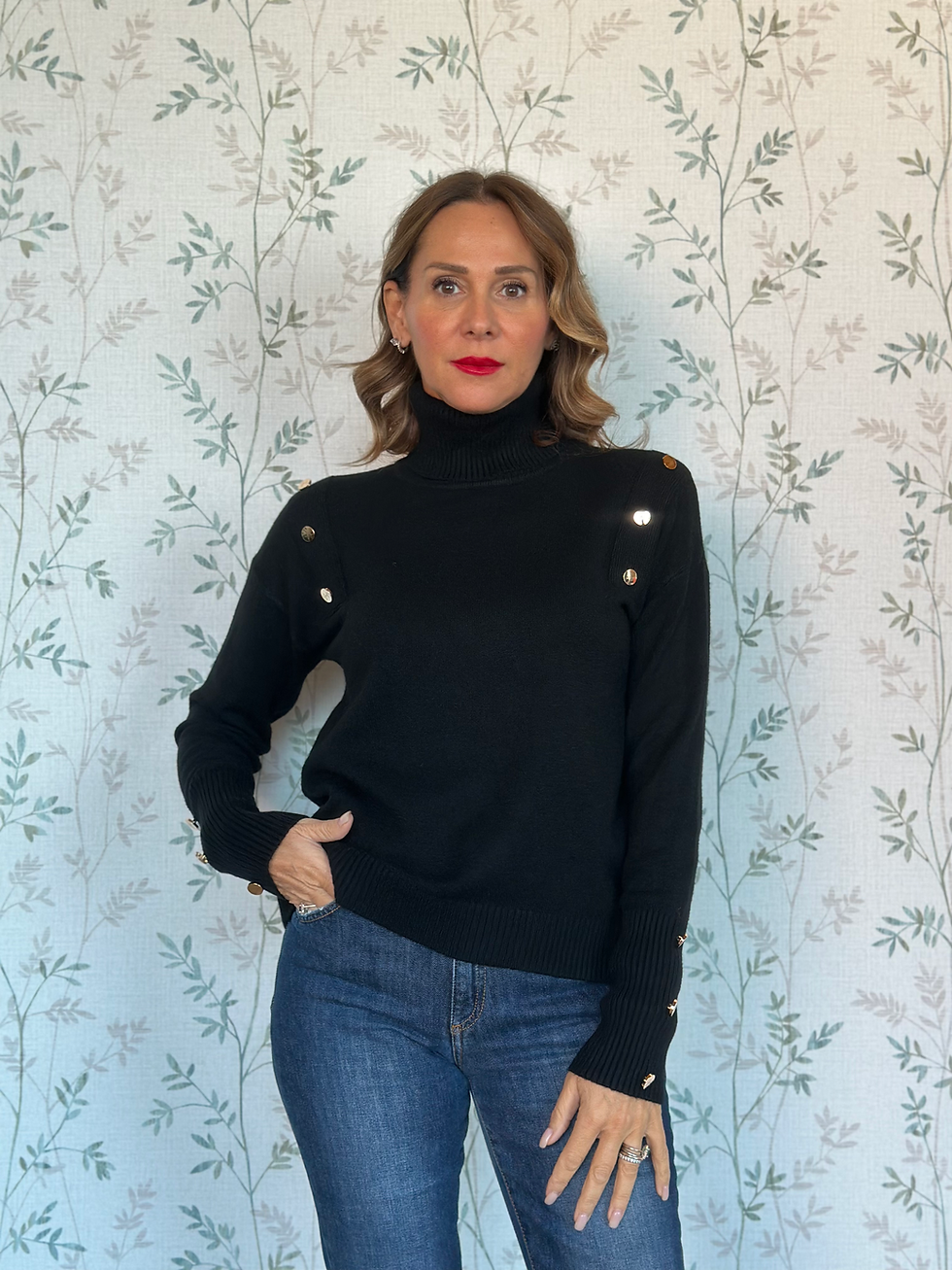 DOLCEVITA MOLLY CON BOTTONI DORATI - NERO - 🌿VISCOSA - GF5675