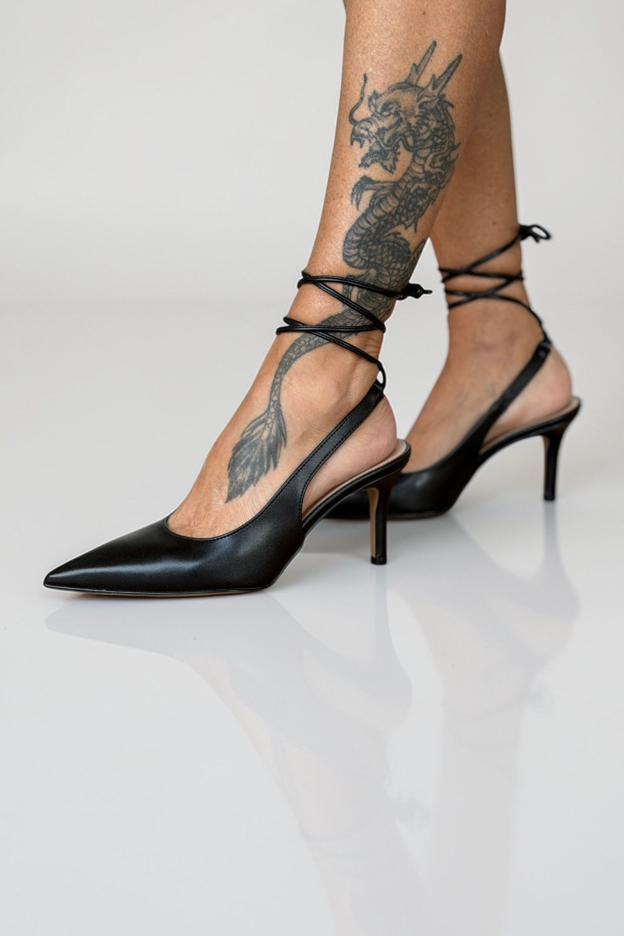 SLINGBACK CON LACCI - NERO - TACCO 7 CM - DF52P7045