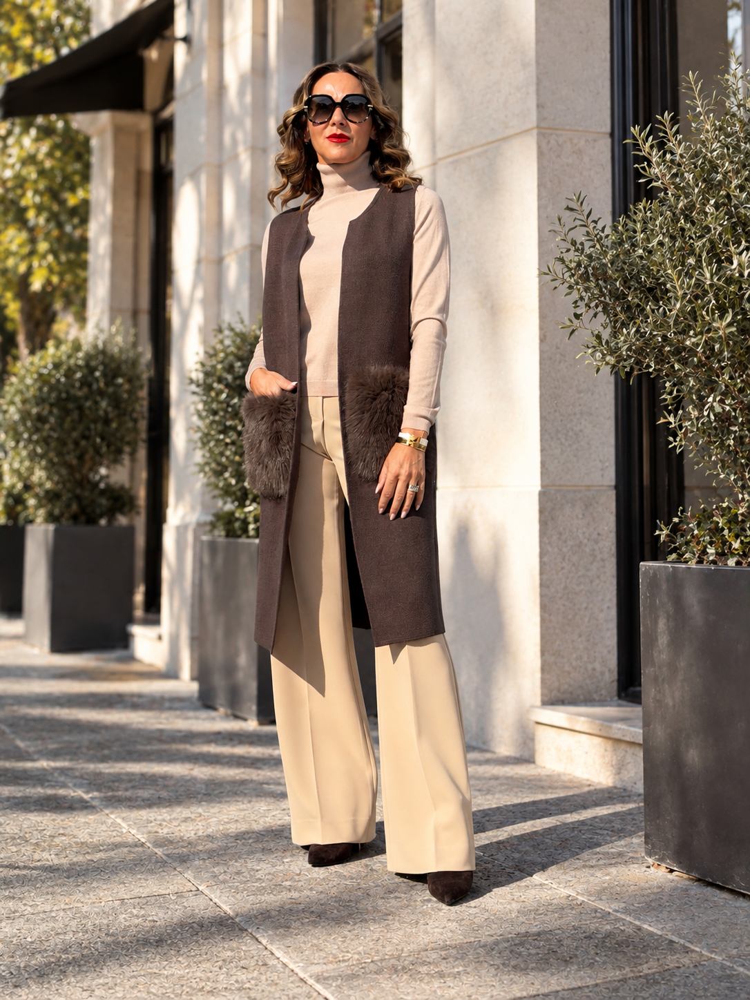 MAXI GILET VIENNA - MORO - 🌿VISCOSA - NS146