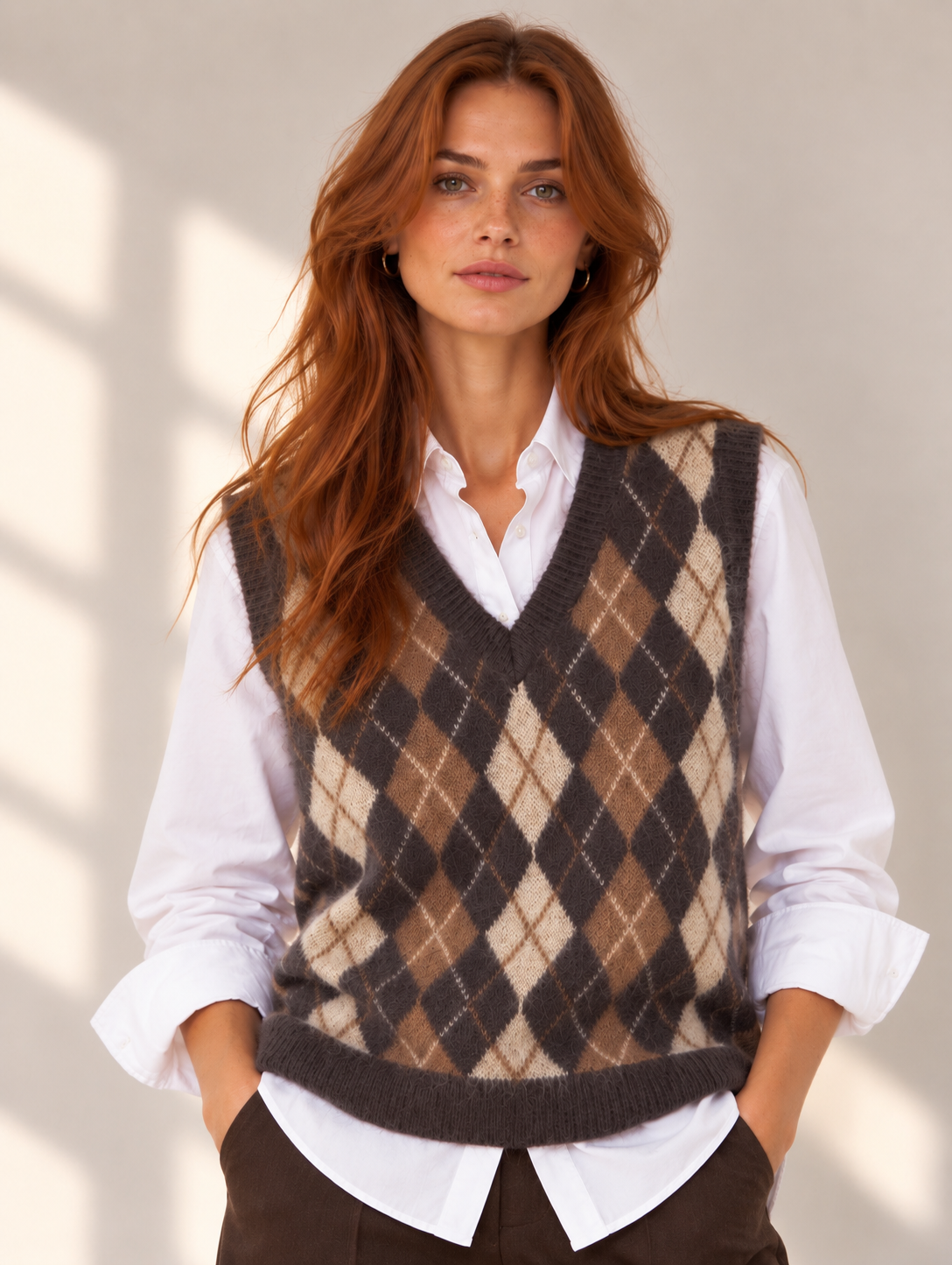 GILET ROMBI - MORO -🧶LANA - NS165
