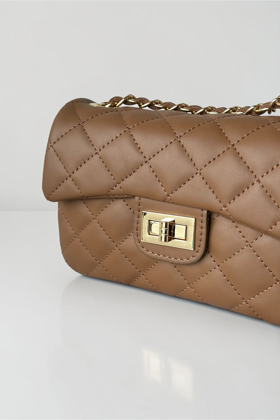 Miniatura: BORSA PICCOLA - TABACCO - DETTAGLI DORATI -  LC91407