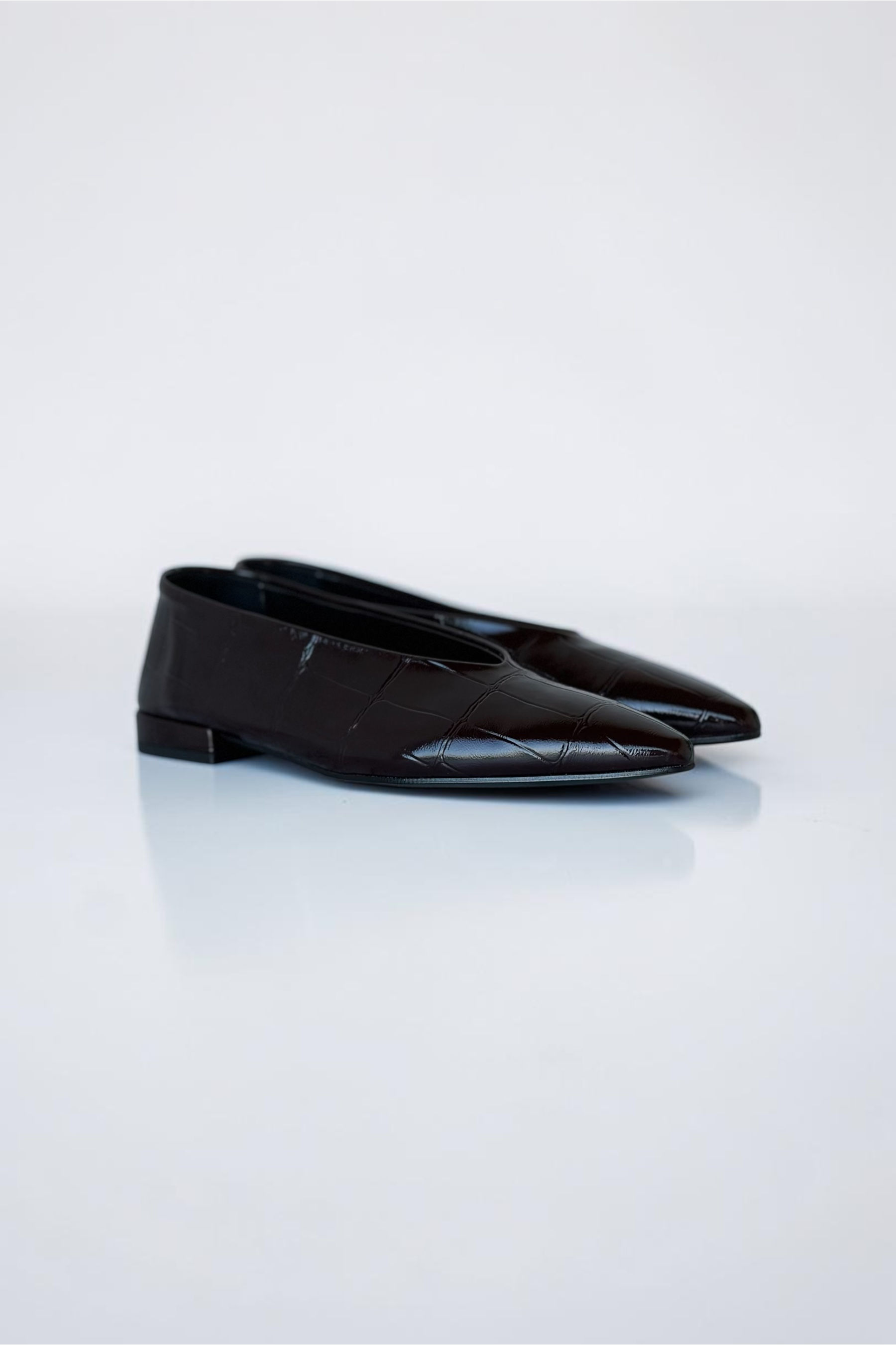 BALLERINE EFFETTO COCCO - MORO LUCIDO -TACCO 1,5 CM - OVLF411A089COC