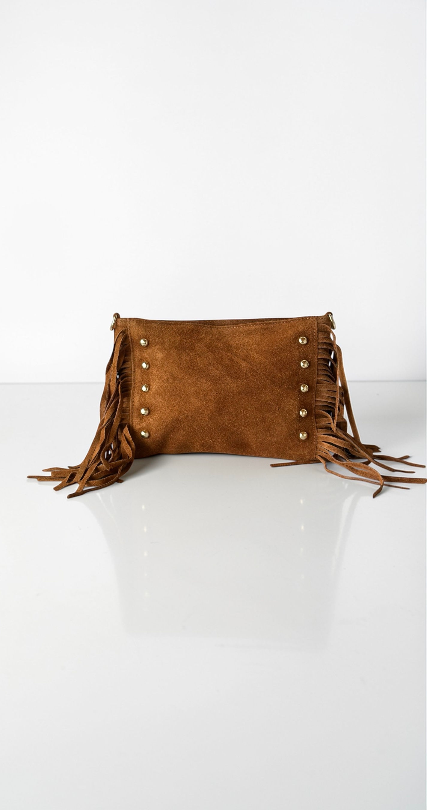 BORSA BOHO CHIC CON FRANGE - TABACCO SCAMOSCIATO - NS