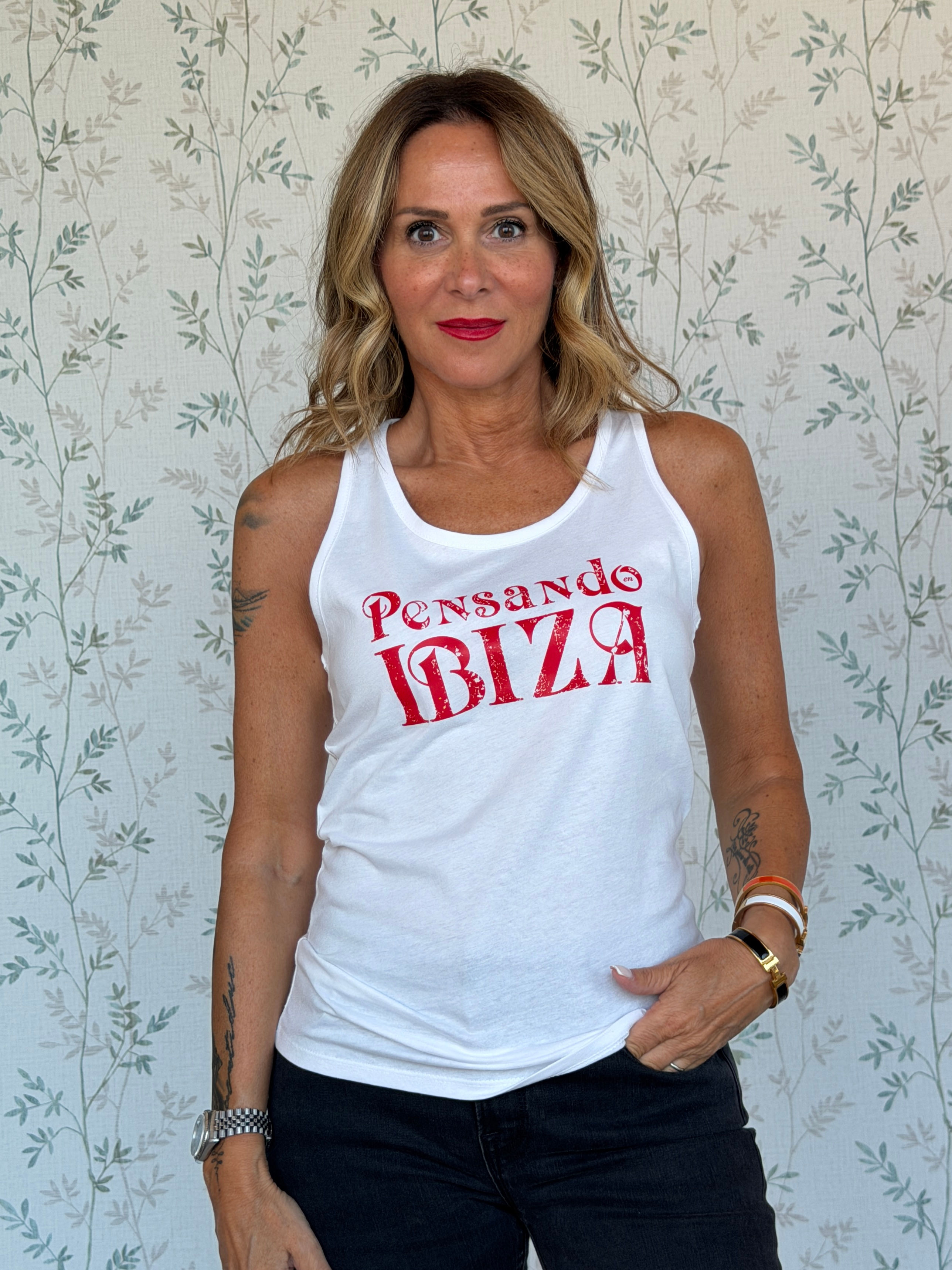 CANOTTA IBIZA - BIANCO -🌱COTONE - KS3331 - TAGLIA UNICA