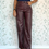 Miniatura: PANTALONE DAVID WIDE LEG IN VERA PELLE - BORGOGNA - VL0318