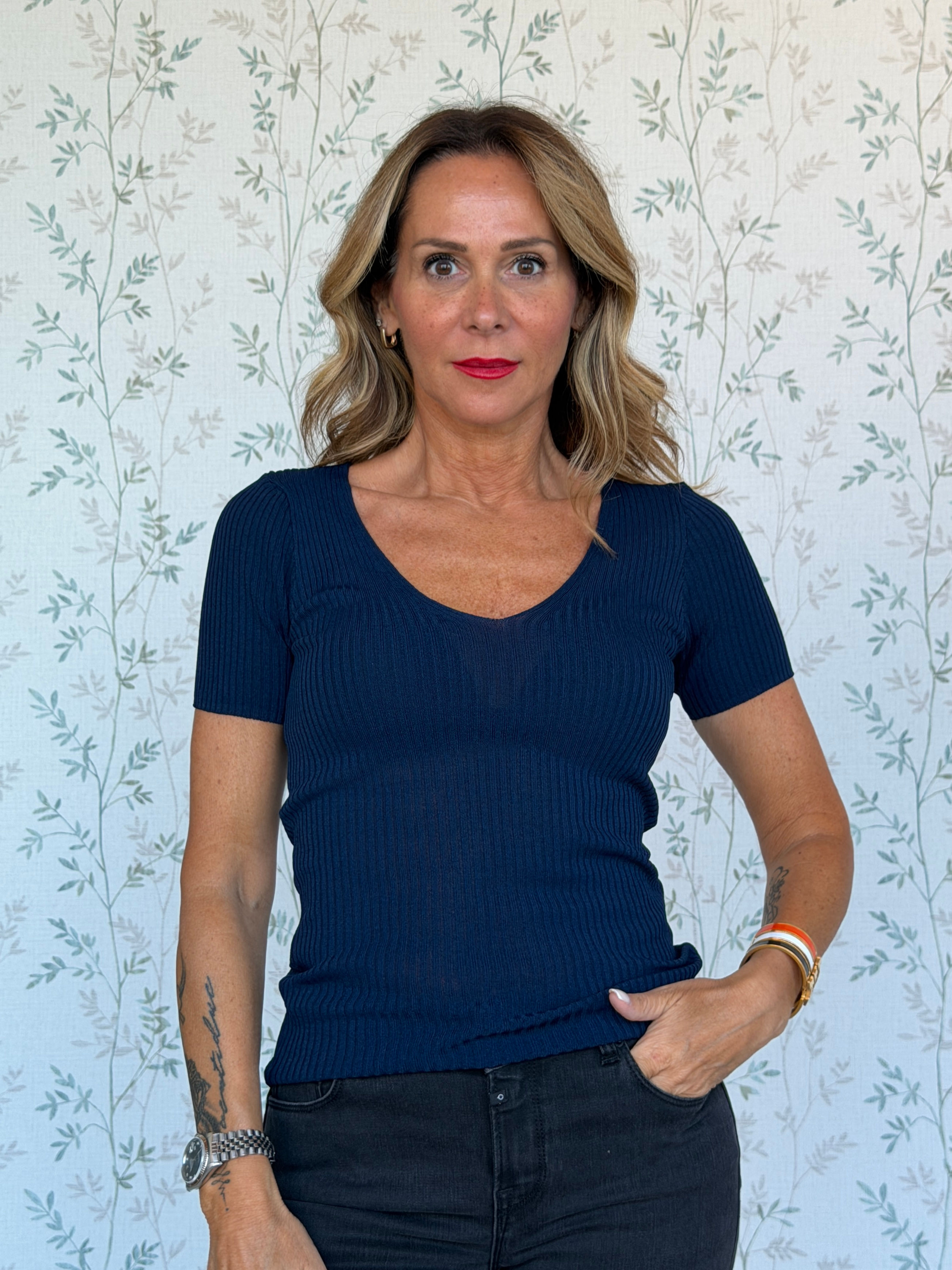 MAGLIA NICOLE - BLU -🌿VISCOSA - KS2797 - TAGLIA UNICA