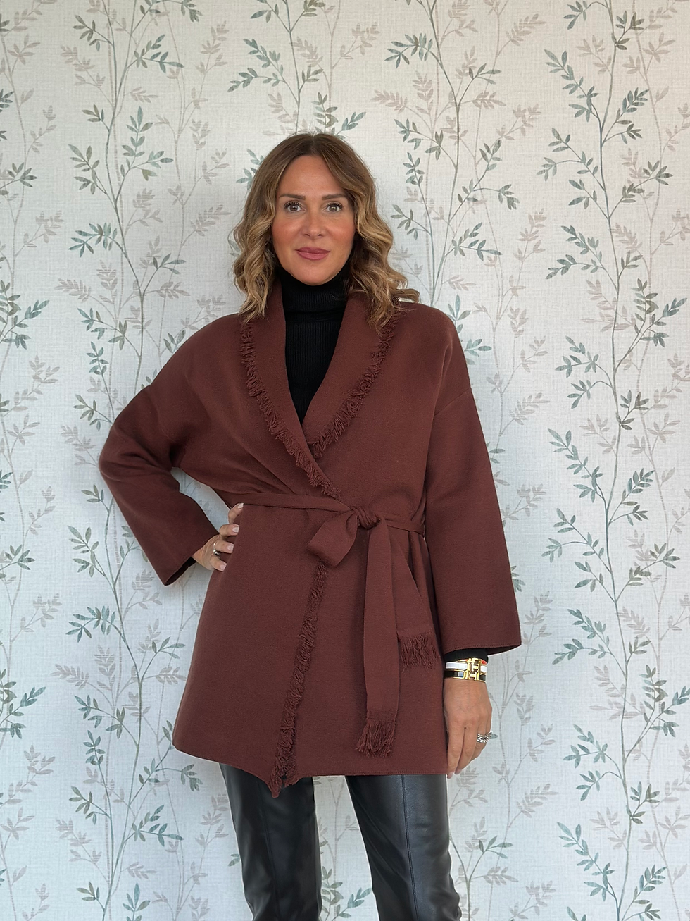 CARDIGAN FIRENZE SFRANGIATO - CIOCCOLATO - 🌿VISCOSA - GF5607