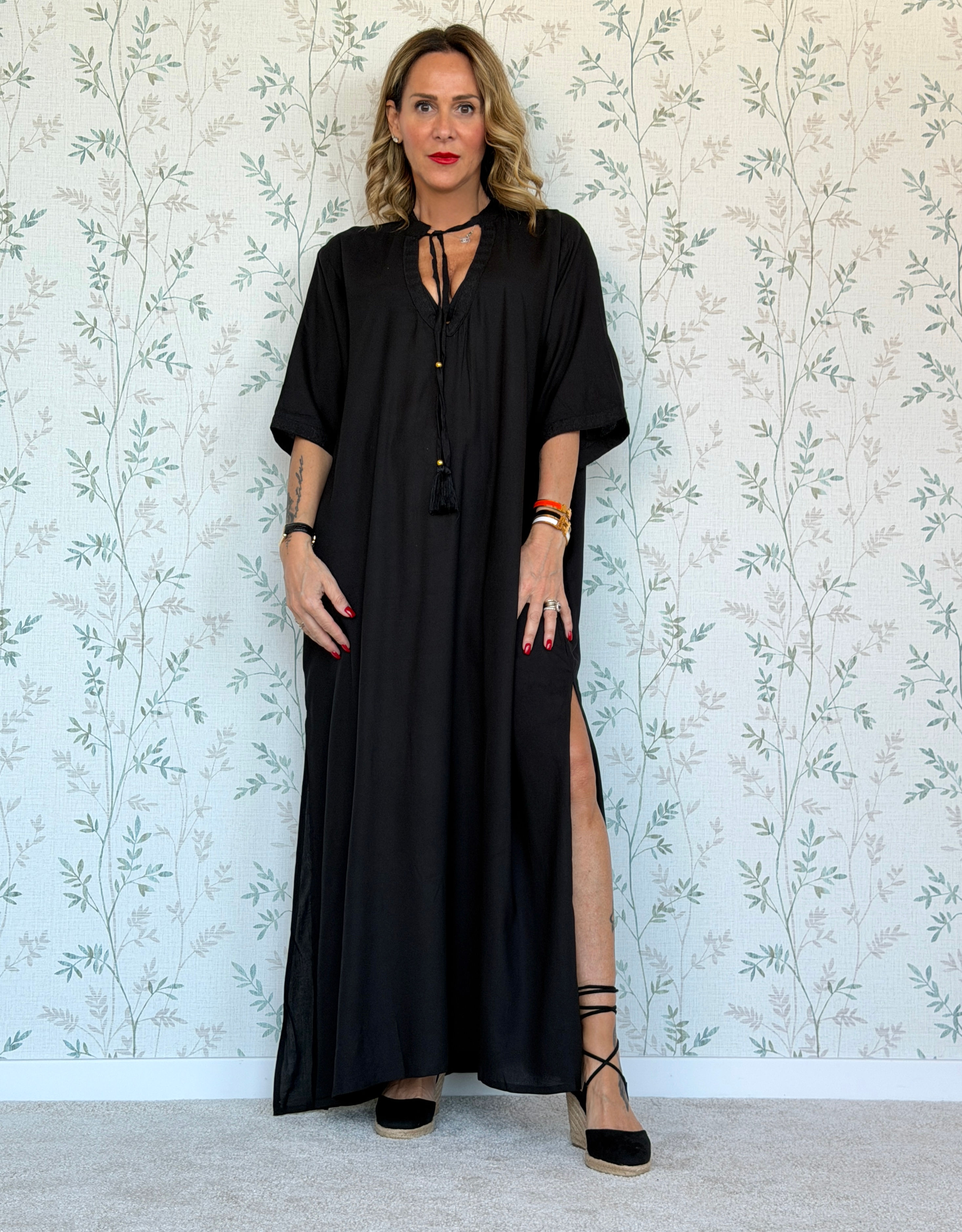 KAFTANO DOHA - NERO - RAYON - PL22638