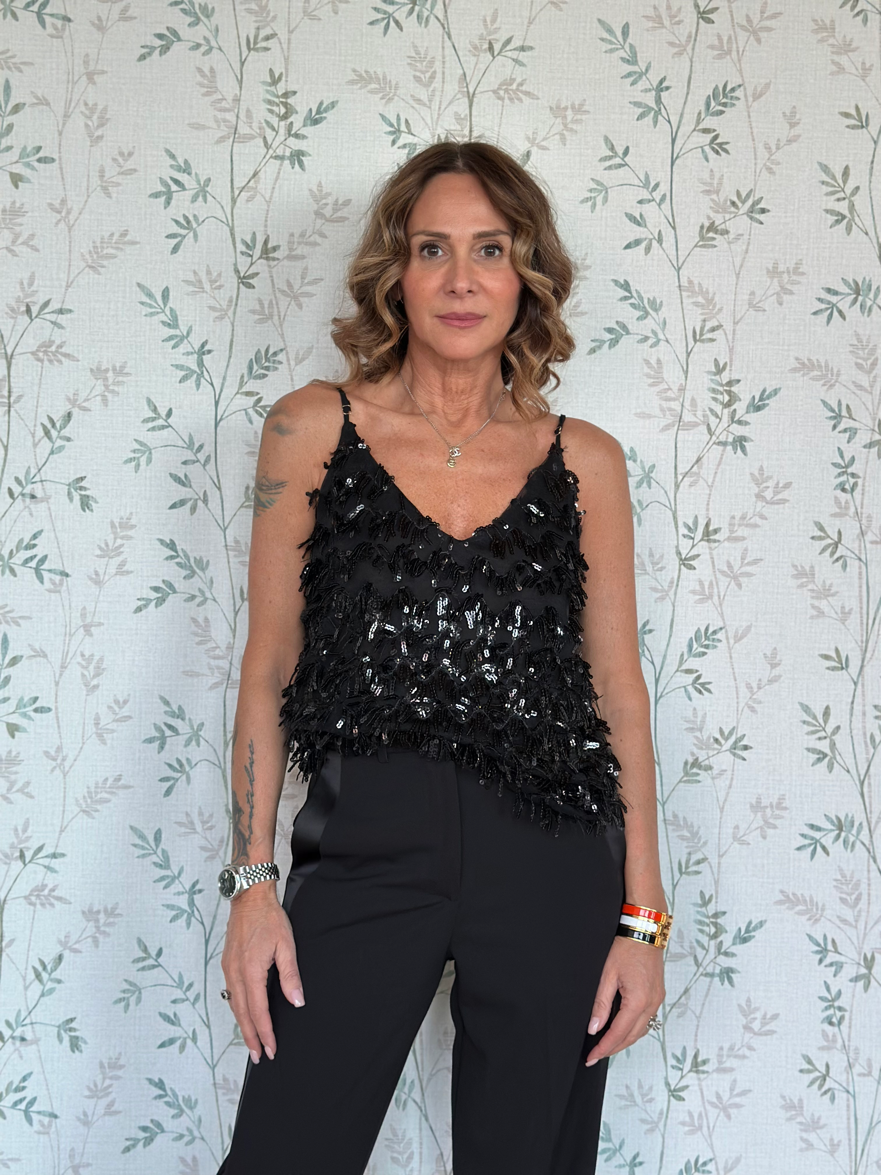 TOP ARIEL CON PAILLETTES - NERO - VL0475 - ULTIMA TG. S