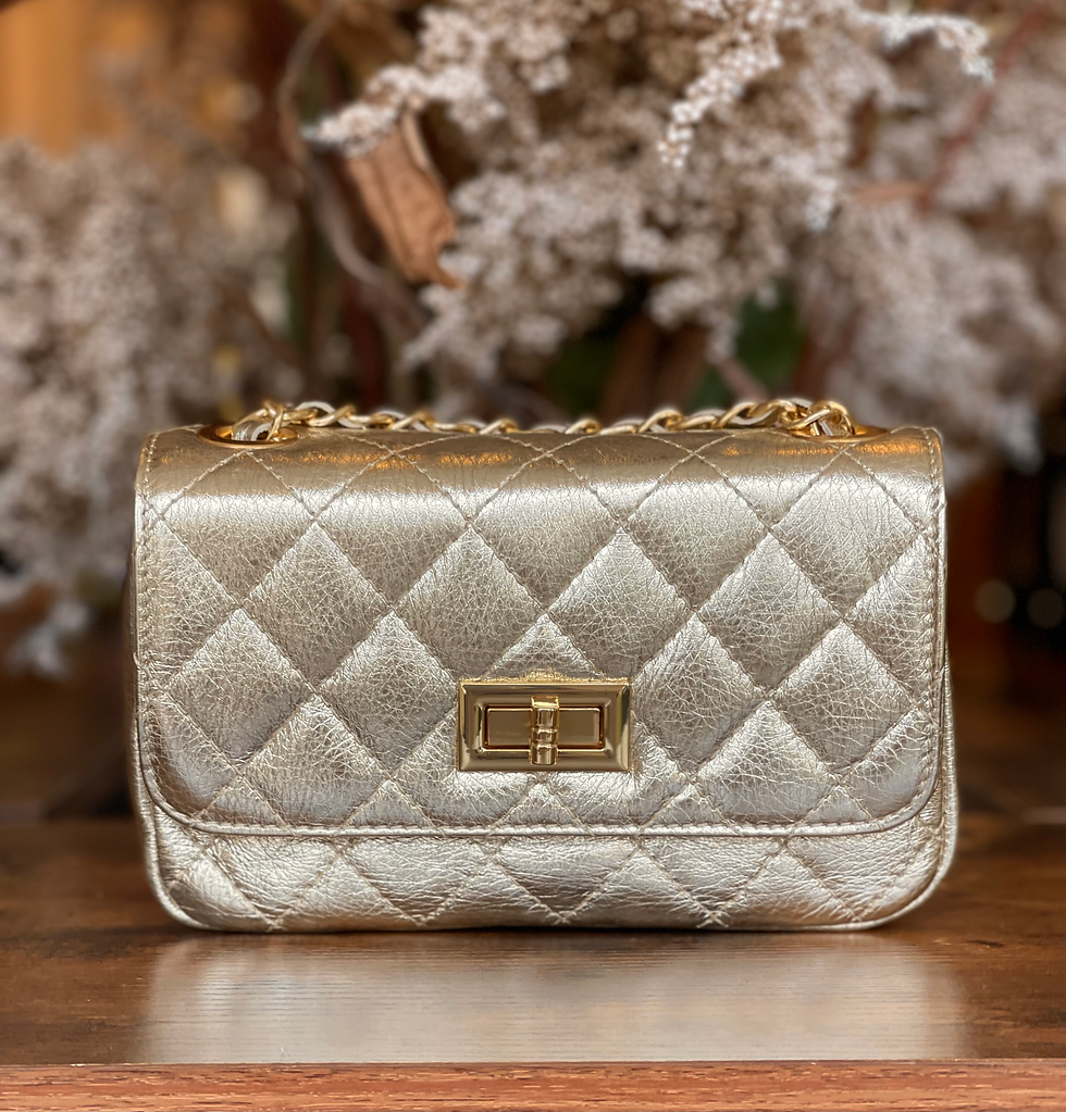 BORSA MINI CHANEL STYLE MATELASSE' - ORO - DETTAGLI DORATI