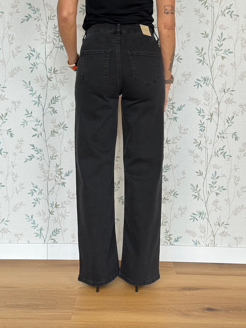 Miniatura: JEANS NATHAN WIDE LEG - NERO DELAVE' -🌱COTONE - SCKIMBERLY -ULTIME TG.32