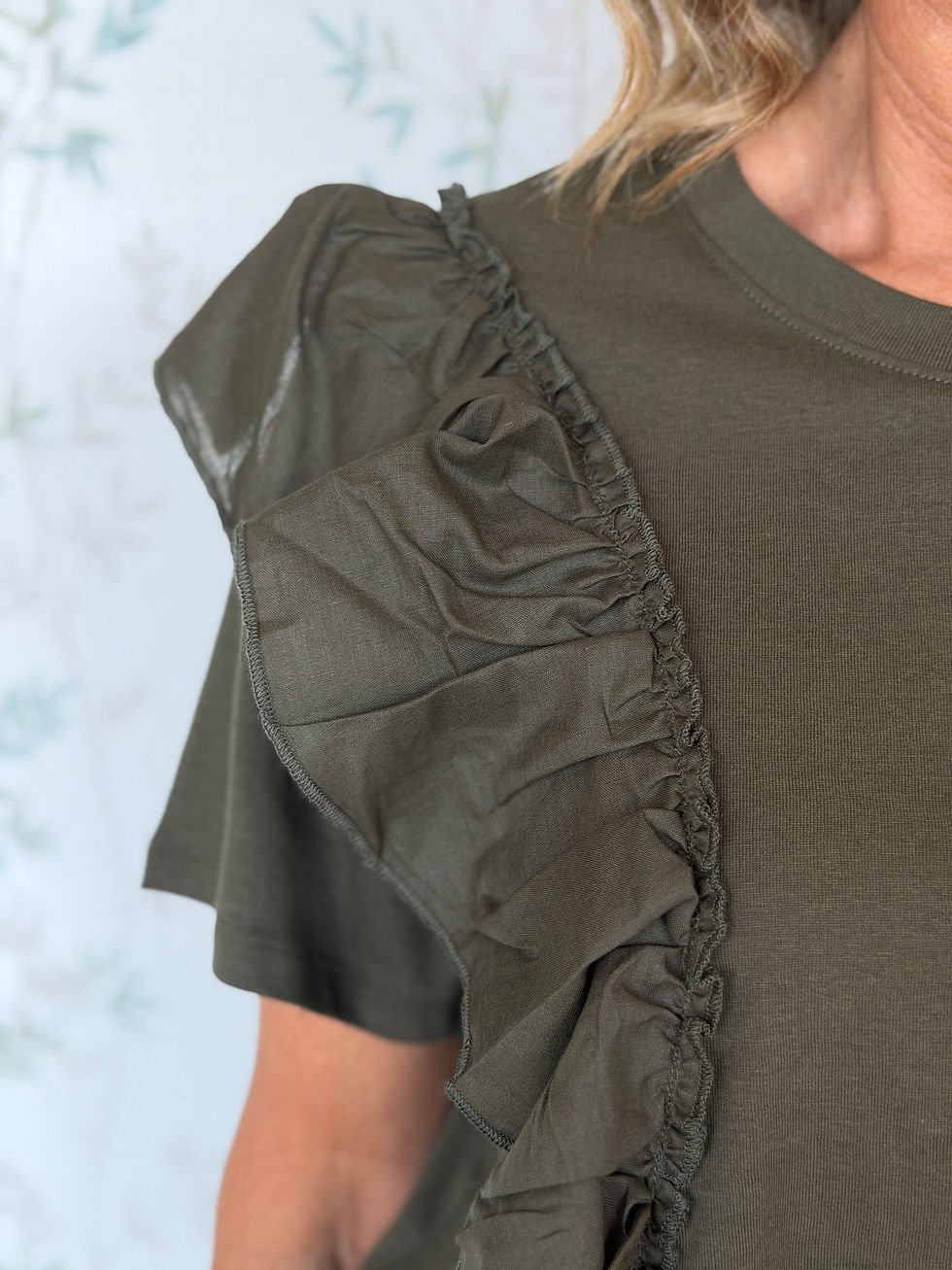 Miniatura: T-SHIRT AGNESE - VERDE MILITARE -🌱COTONE - MK1610019