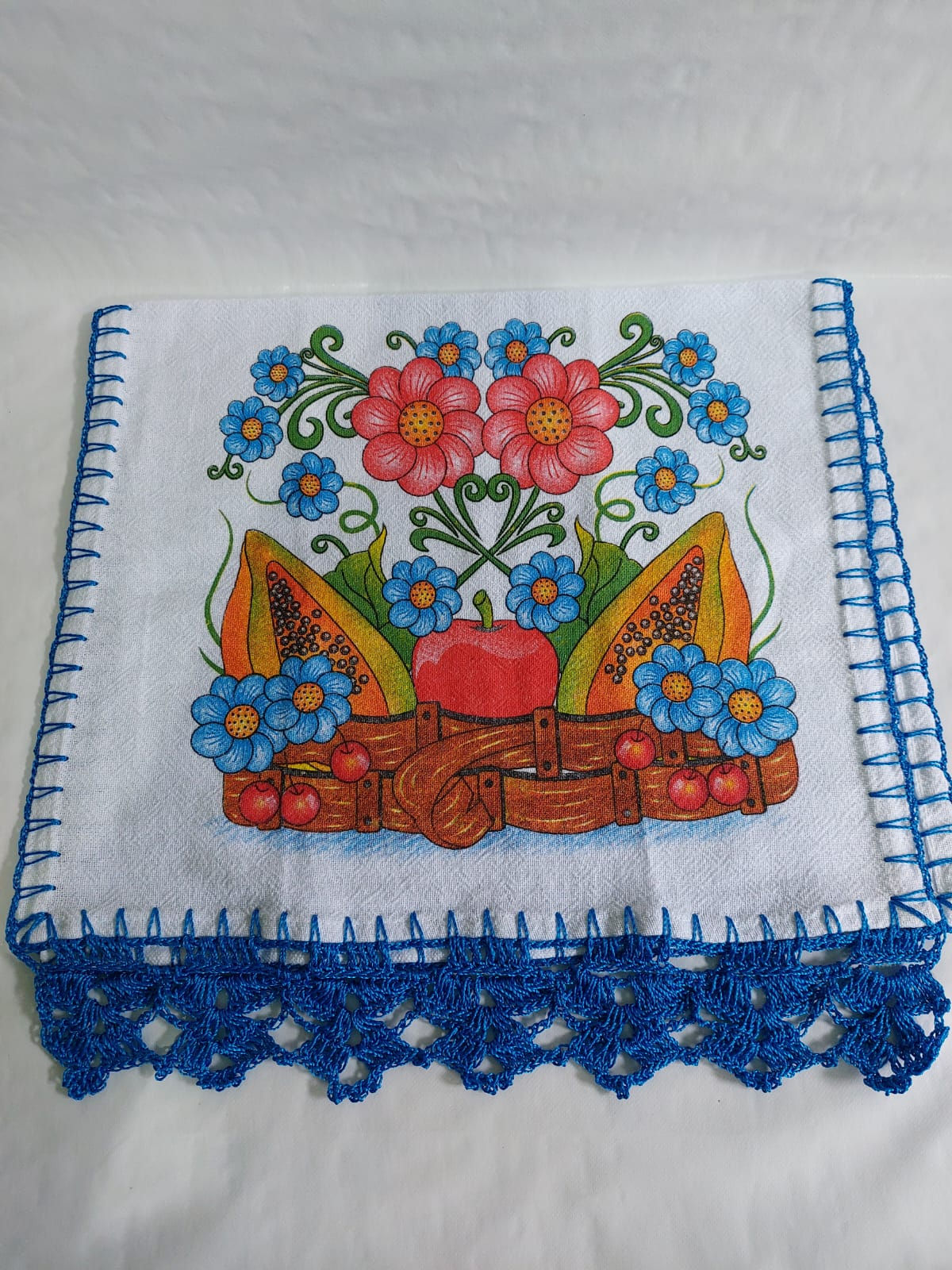 Os Panos de Pratos estampado com Bico de Crochê - Sortido, os nossos panos de prato estampado