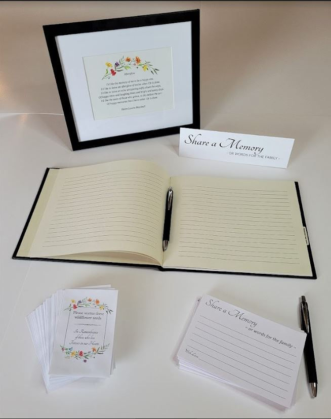 Funeral Guest Book and Accessories Set for Funeral, Memorial, or Celebration of