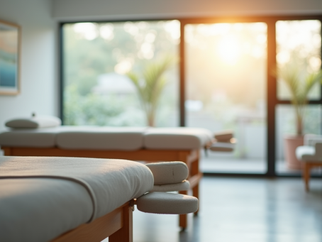 Massage tables in a calm room