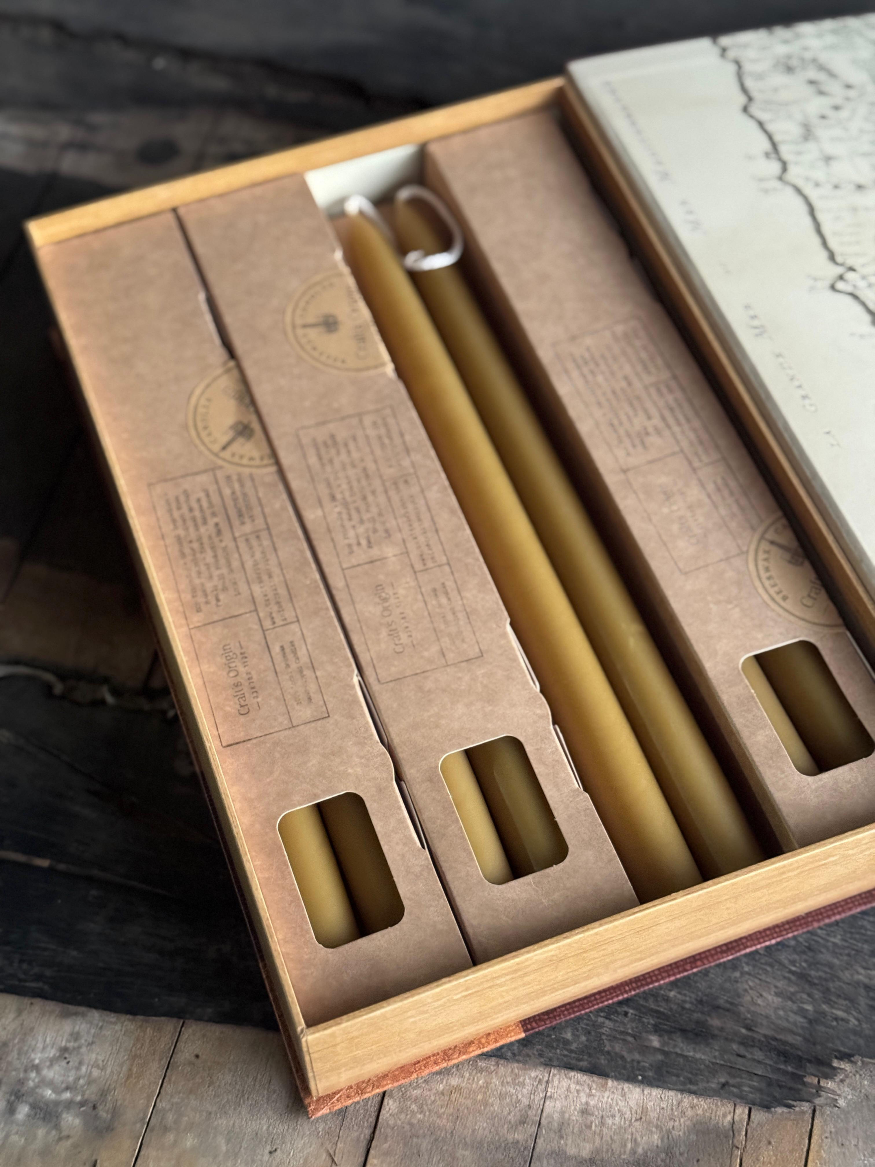 מארז 16 נרות חג משעוות דבורים טבעית בטבילה ידנית 30 ס״מ 